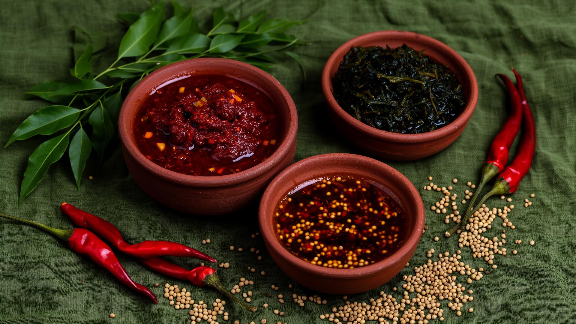 A spread of Andhra pickles